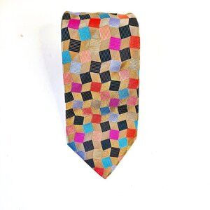 Duchamp Vintage Geometric Woven Multicolored Men's Tie 58" X 3.75 100% Silk